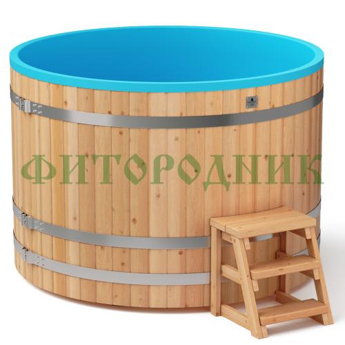 круглая купель «comfort» из лиственницы с пластиковой вставкой диаметр 1700 мм высота 1150 мм