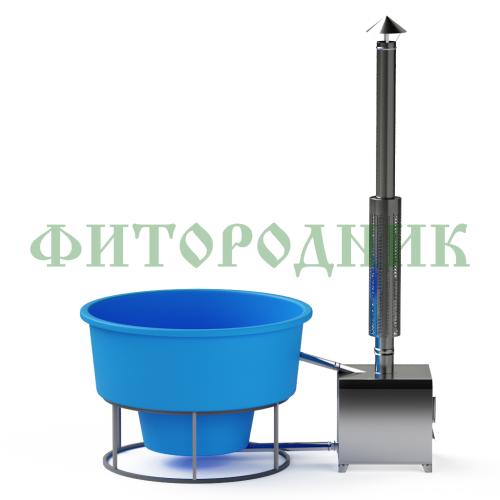 фурако круглая «premium» из лиственницы с термопластиковой вставкой с внешней печью с газовой горелкой 1700 мм