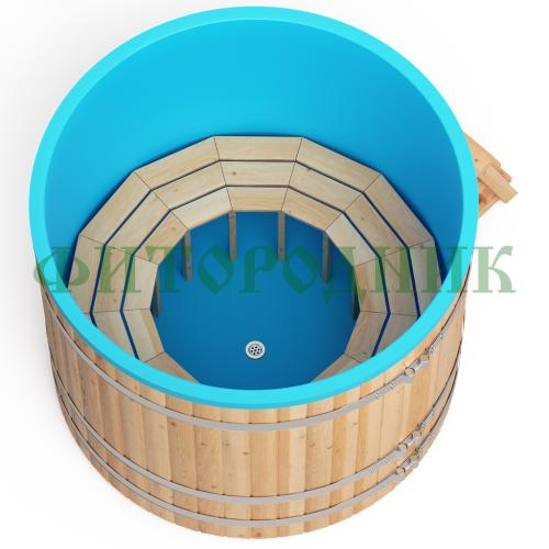 круглая купель «comfort» из лиственницы с пластиковой вставкой диаметр 1500 мм высота 1150 мм