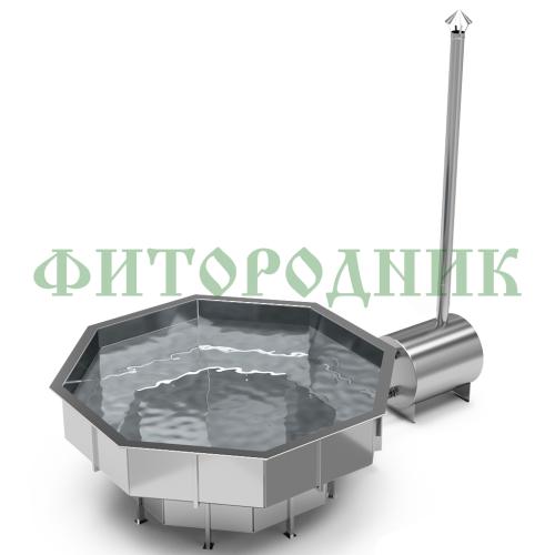 фурако «premium terrace октагон» из нержавеющей стали с внешней печью 2350 мм