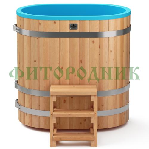 овальная купель «comfort» из лиственницы с пластиковой вставкой длина 1200 мм ширина 780 мм высота 1150 мм