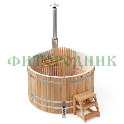 фурако круглая «comfort» из лиственницы с пластиковой вставкой со встроенной печью 2000 мм