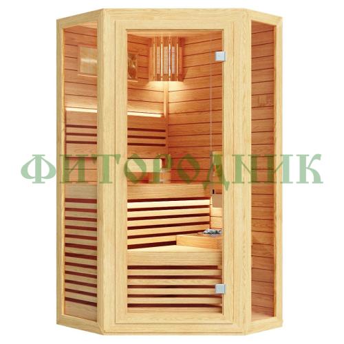 финская сауна одноместная угловая «comfort» с электрической печью