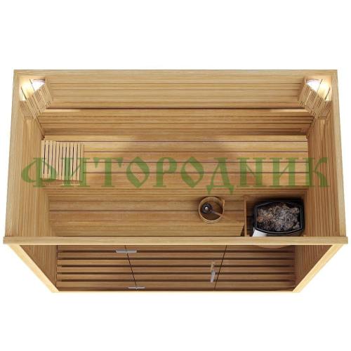 финская сауна трехместная «premium» с электрической печью harvia