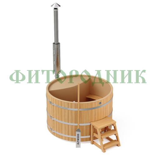 фурако круглая «premium» из лиственницы с пластиковой вставкой с интегрированной печью 1700 мм