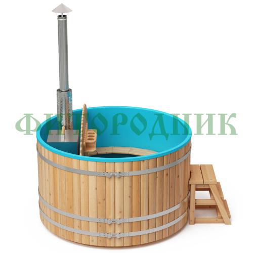 фурако круглая «comfort» из лиственницы с пластиковой вставкой со встроенной печью 2000 мм