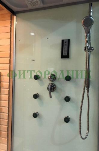 трехместная финская сауна «premium» с душевой кабиной с электрической печью harvia