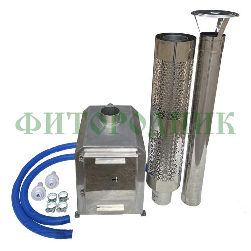 внешняя квадратная дровяная печь «steamlux» premium для бассейна и купели 40 квт