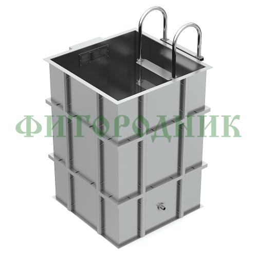 квадратная купель «comfort» из нержавеющей стали длина 1000 мм ширина 1000 мм высота 1150 мм