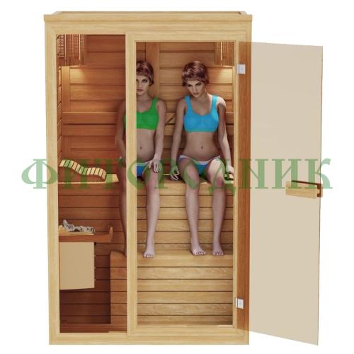 комбинированная сауна двухместная «comfort» с электрической печью и парогенератором