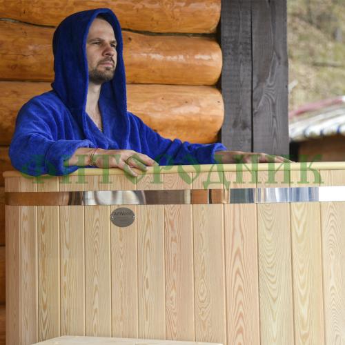 овальная купель «comfort» из лиственницы с пластиковой вставкой длина 1200 мм ширина 780 мм высота 1150 мм