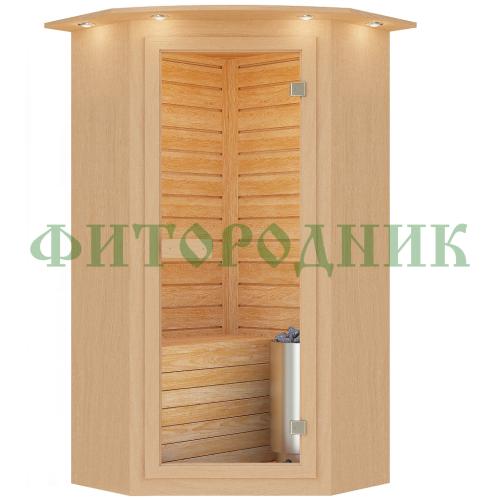 финская сауна одноместная угловая «interio» с электрической печью
