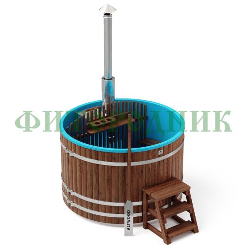 фурако круглая «comfort» из лиственницы с пластиковой вставкой со встроенной печью 1700 мм