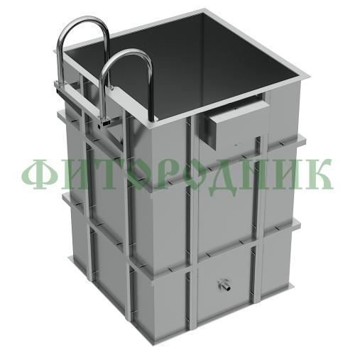 квадратная купель «comfort» из нержавеющей стали длина 1000 мм ширина 1000 мм высота 1150 мм