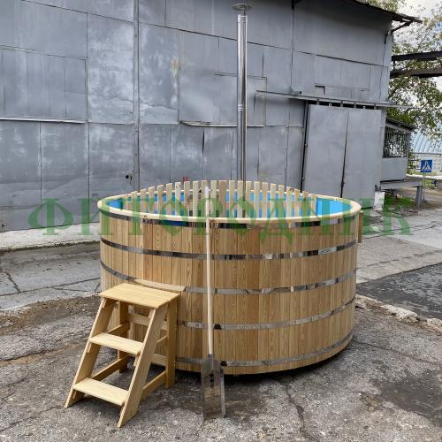 фурако круглая «comfort» из лиственницы с пластиковой вставкой со встроенной печью 1700 мм