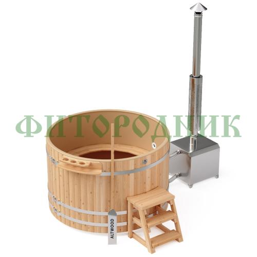 фурако круглая «comfort» из лиственницы с пластиковой вставкой с внешней печью 2000 мм