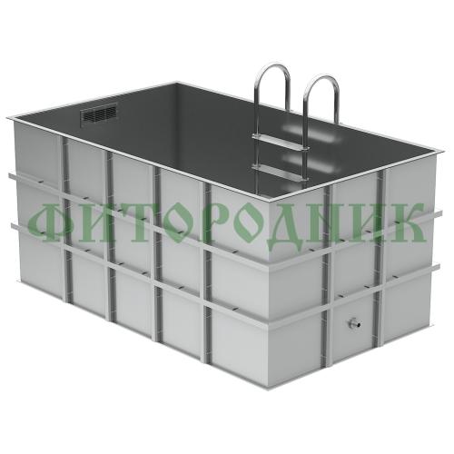 прямоугольная купель «comfort» из нержавеющей стали длина 3000 мм ширина 2000 мм высота 1150 мм