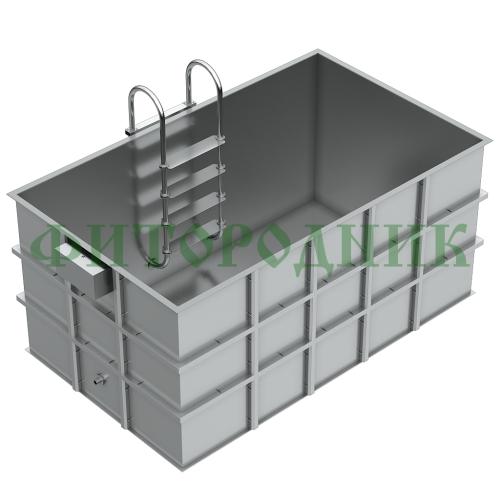 прямоугольная купель «comfort» из нержавеющей стали длина 3000 мм ширина 2000 мм высота 1150 мм