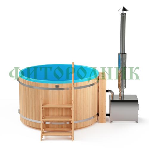 фурако круглая «premium» из лиственницы с термопластиковой вставкой с внешней печью 2000 мм