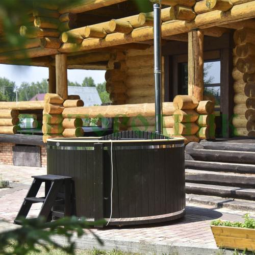 фурако круглая «comfort» из лиственницы с пластиковой вставкой со встроенной печью 2000 мм