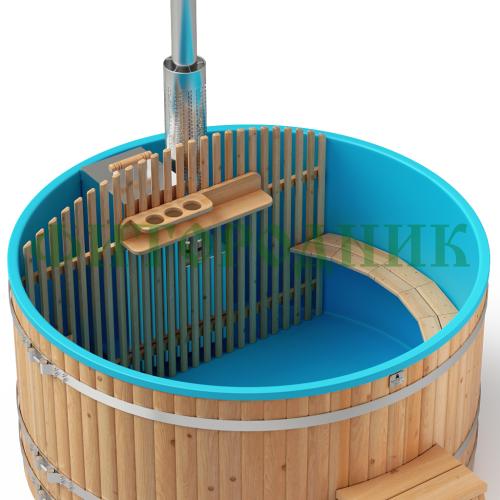 фурако круглая «comfort» из лиственницы с пластиковой вставкой со встроенной печью 2000 мм