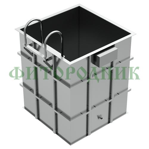 квадратная купель «comfort» из нержавеющей стали длина 1200 мм ширина 1200 мм высота 1150 мм