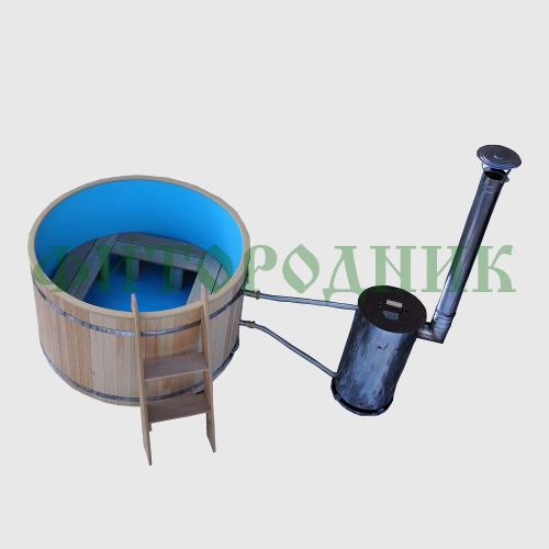 фурако круглая «original» из сосны с пластиковой вставкой с внешней печью 1500 мм
