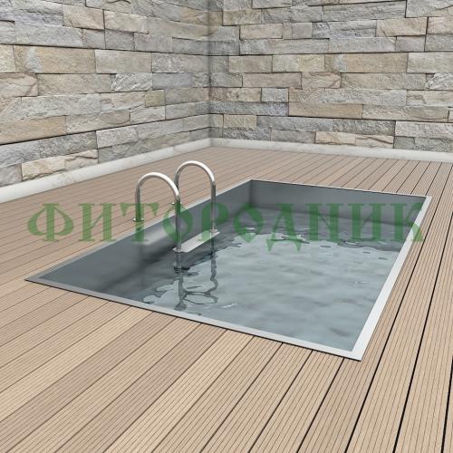 прямоугольная купель «comfort» из нержавеющей стали длина 2500 мм ширина 1500 мм высота 1150 мм