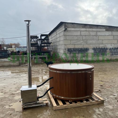 фурако круглая «comfort» из лиственницы с пластиковой вставкой с внешней печью с газовой горелкой 1700 мм