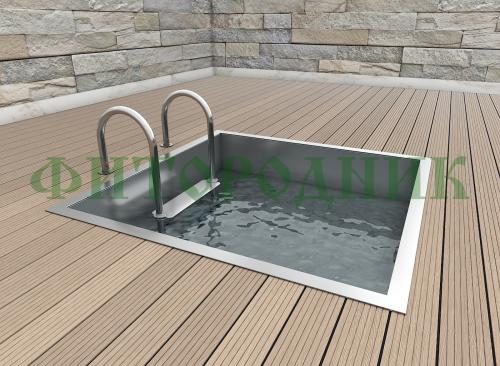 квадратная купель «comfort» из нержавеющей стали длина 1200 мм ширина 1200 мм высота 1150 мм