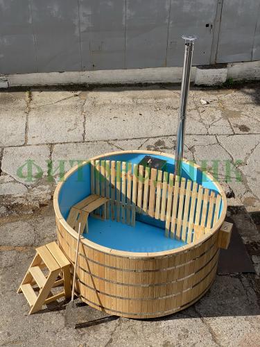 фурако круглая «comfort» из лиственницы с пластиковой вставкой со встроенной печью 2000 мм