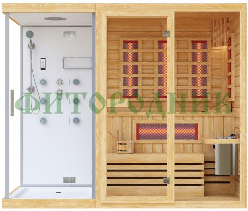 комбинированная сауна двухместная «comfort» с душевой кабиной