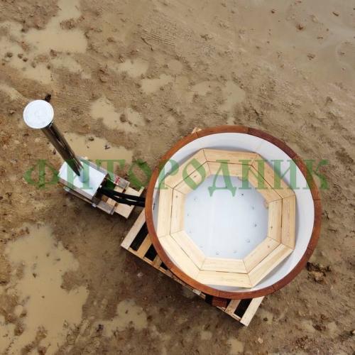 фурако круглая «comfort» из лиственницы с пластиковой вставкой с внешней печью с газовой горелкой 1700 мм