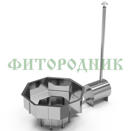 фурако «premium terrace октагон» из нержавеющей стали с внешней печью 2150 мм