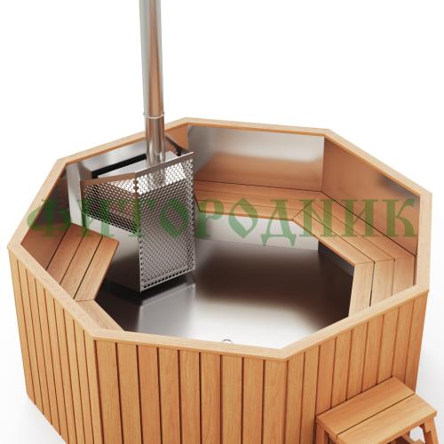 фурако «comfort октагон» из нержавеющей стали с интегрированной печью 2000 мм