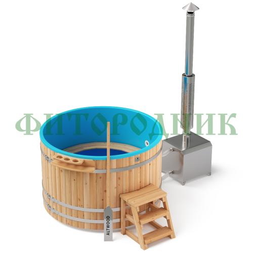 фурако круглая «comfort» из лиственницы с пластиковой вставкой с внешней печью с газовой горелкой 2000 мм