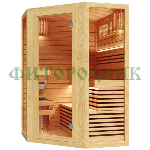 финская сауна двухместная угловая «comfort» с электрической печью