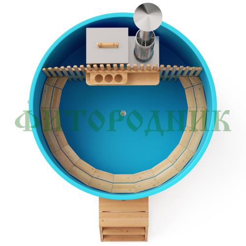 фурако круглая «comfort» из лиственницы с пластиковой вставкой со встроенной печью 2000 мм