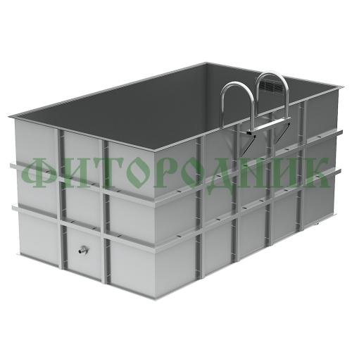 прямоугольная купель «comfort» из нержавеющей стали длина 3000 мм ширина 2000 мм высота 1150 мм