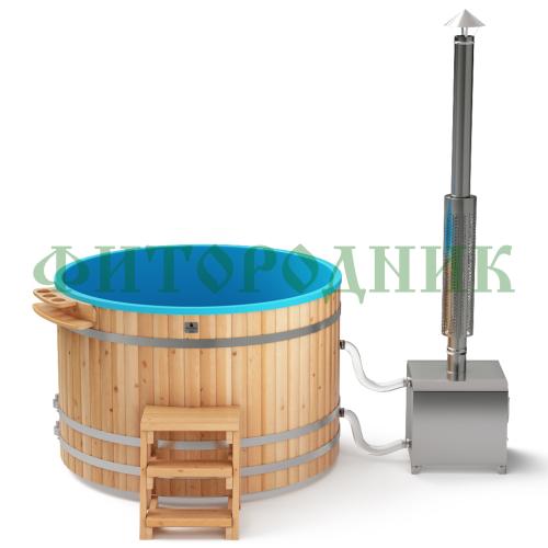 фурако круглая «comfort» из лиственницы с пластиковой вставкой с внешней печью с газовой горелкой 1700 мм