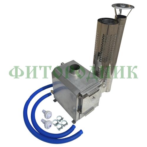 внешняя квадратная дровяная печь «steamlux» premium для бассейна и купели 65 квт