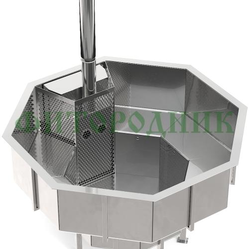 фурако «premium terrace октагон» из нержавеющей стали со встроенной печью 2150 мм