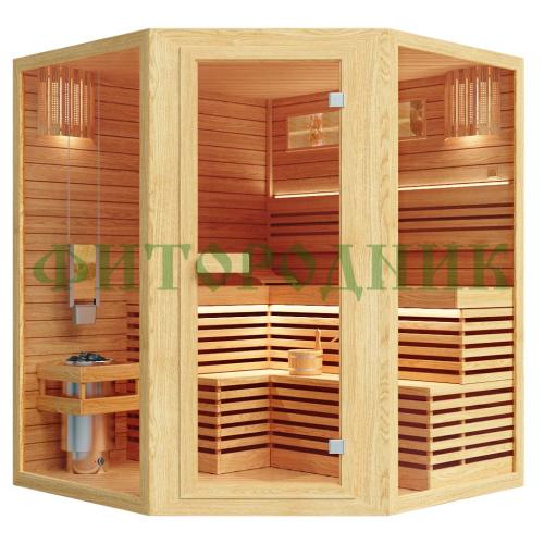 финская сауна трехместная угловая «comfort» с электрической печью