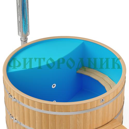 фурако круглая «premium» из лиственницы с пластиковой вставкой с интегрированной печью 2000 мм