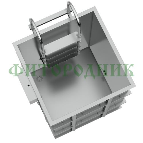 квадратная купель «comfort» из нержавеющей стали длина 1000 мм ширина 1000 мм высота 1150 мм