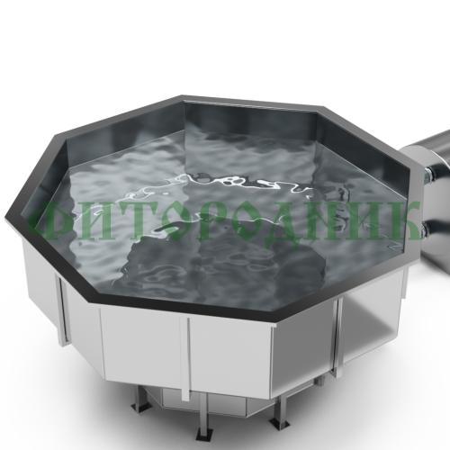 фурако «premium terrace октагон» из нержавеющей стали с внешней печью 2150 мм