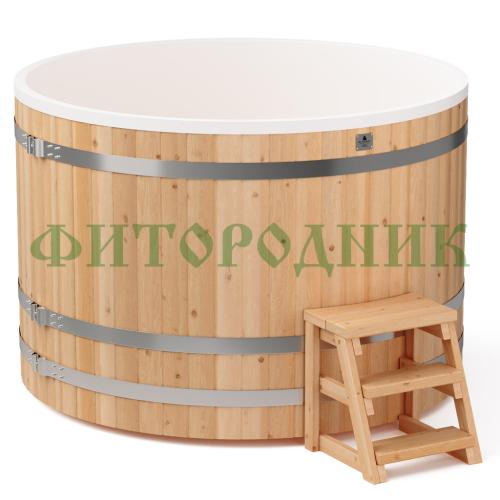 круглая купель «comfort» из лиственницы с пластиковой вставкой диаметр 1700 мм высота 1150 мм