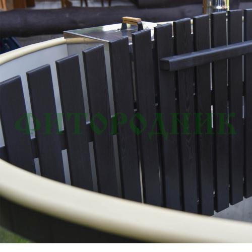 фурако круглая «comfort» из лиственницы с пластиковой вставкой со встроенной печью 2000 мм