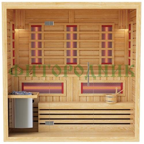 комбинированная сауна трехместная «premium» с электрической печью harvia