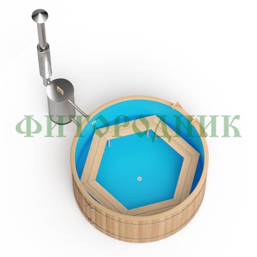 фурако круглая «original» из сосны с пластиковой вставкой с внешней печью 2000 мм